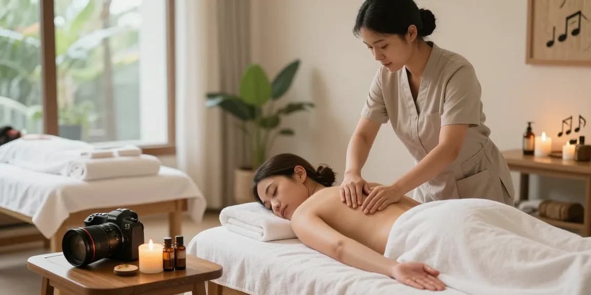 Relaxing Swedish massage experience at makangs.com/region/국내/서울-/마사지-스웨디시, featuring therapist with client in serene spa setting.