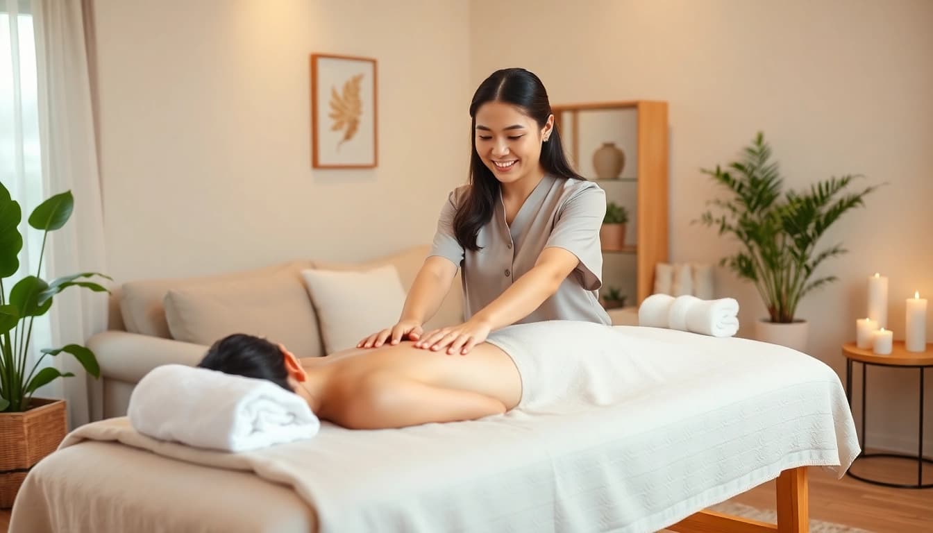 아늑한 분위기 속에서 젊은 치료사와 함께하는 편안한 오산출장마사지 세션.