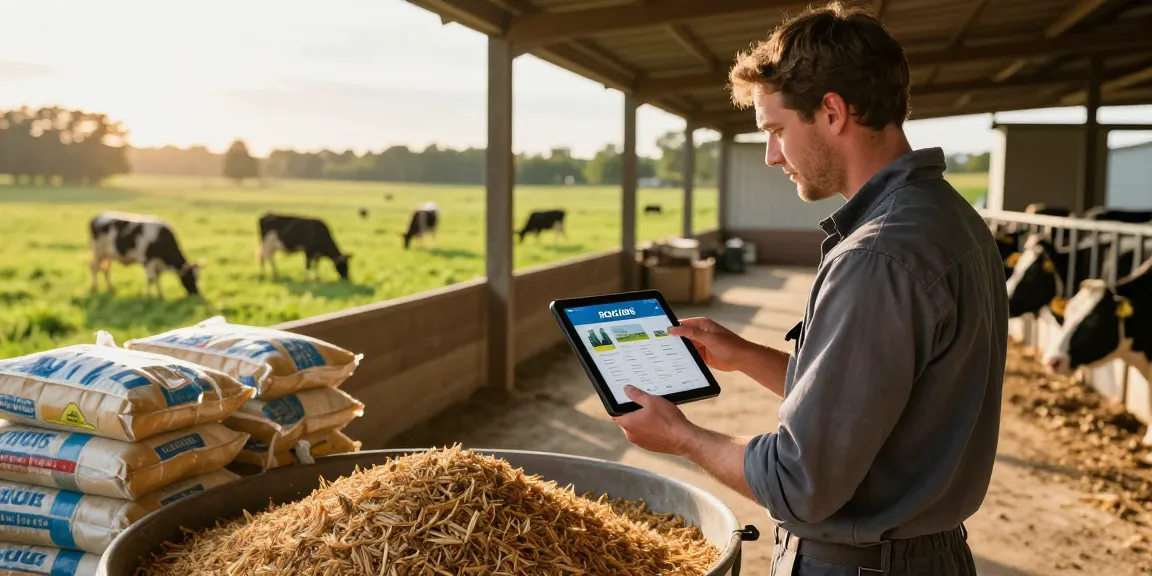 rokok88 login app interface displayed by farmer in farm scene with livestock in background