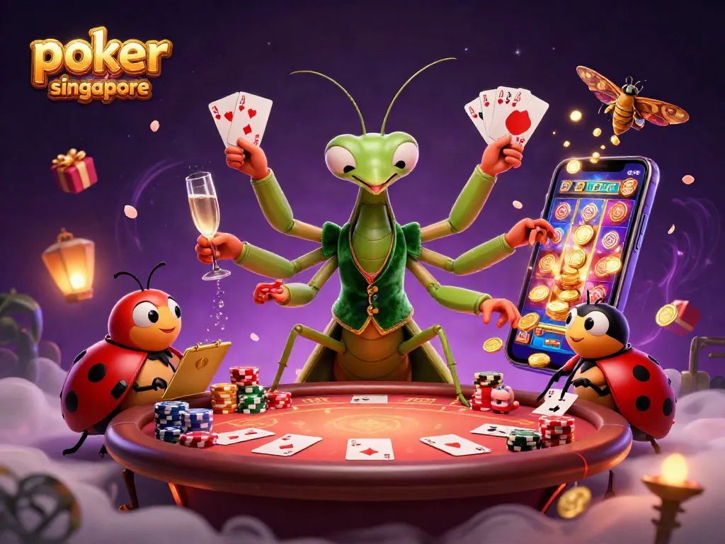 Experience poker online Singapore with thrilling gameplay illustrated in vibrant detail.
