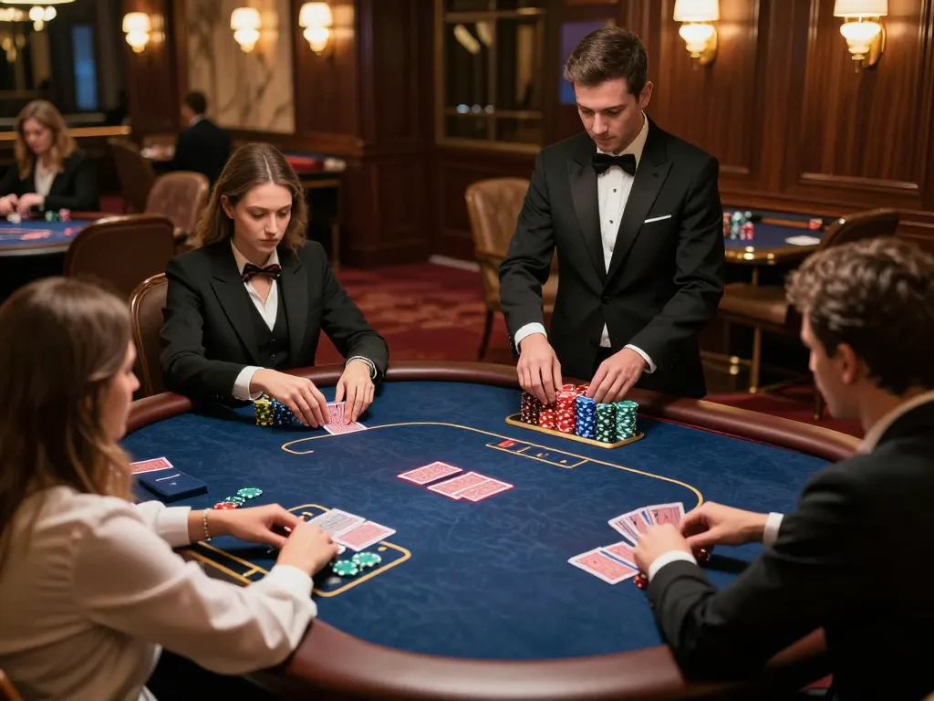 Intense poker gameplay at 388bet's exclusive VIP casino table with players engaged in high-stakes strategy.