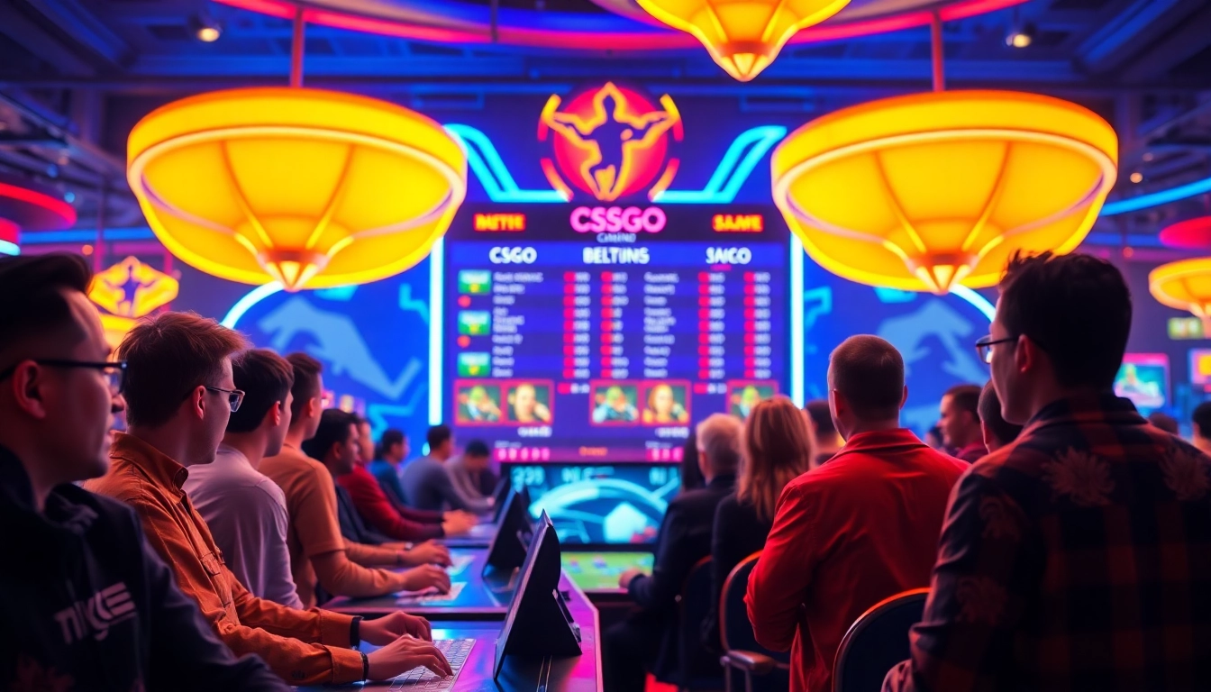 Players using cs2 gambling sites amid exciting casino atmosphere with vibrant colors.