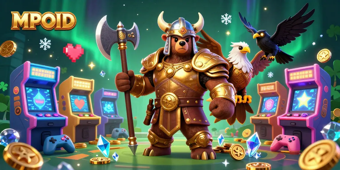 MPOID showcases a vibrant 3D gaming scene with dynamic characters and casino elements for an engaging experience.