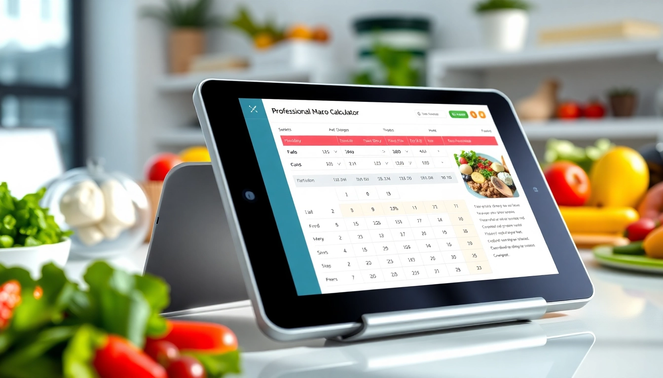 Engaging visual of a macro calculator interface on a digital device, highlighting personalized nutrition plans.