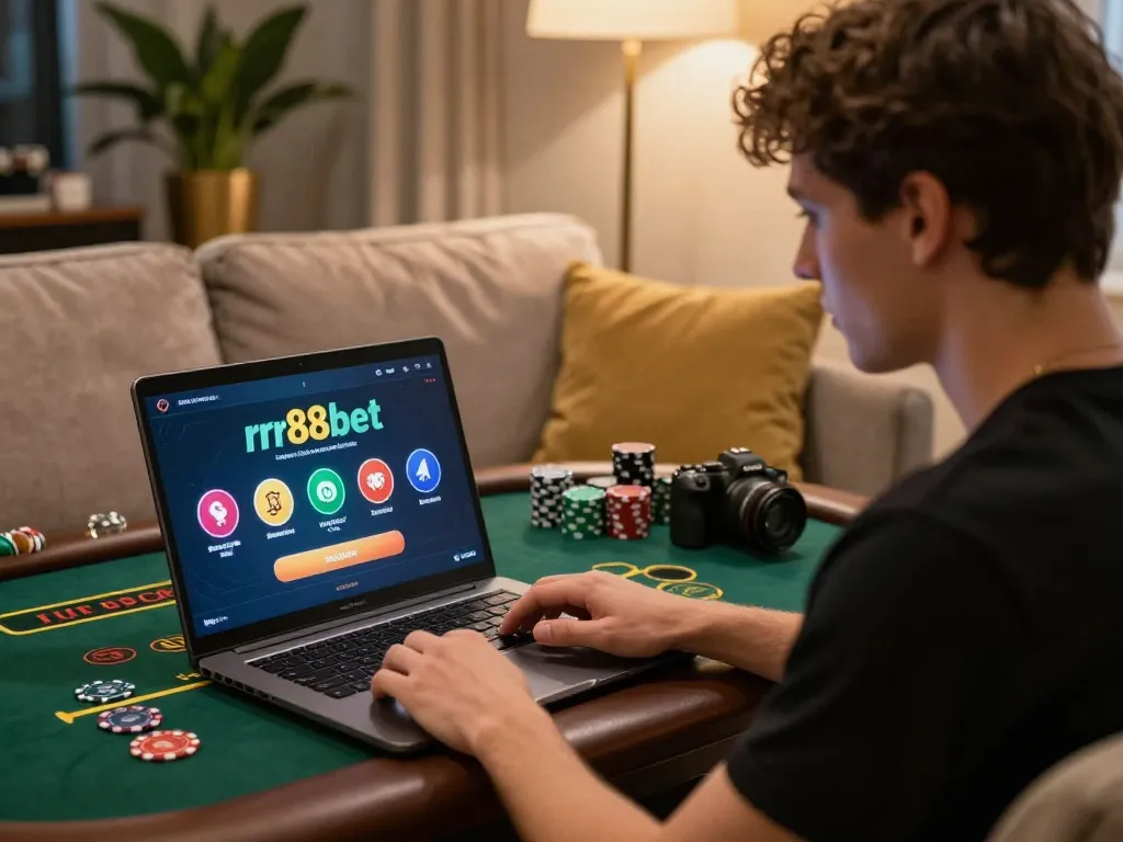Engaged player enjoying live dealer game on rr88bet platform for immersive online experience.