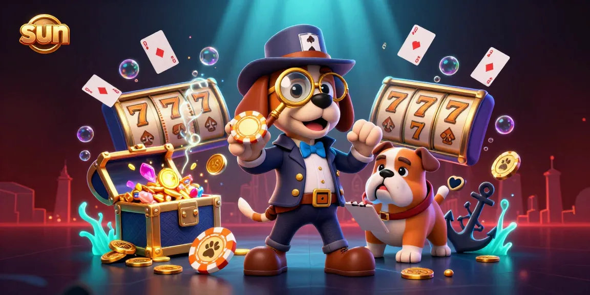 Engage with sun-themed gaming excitement featuring a detective cartoon scene with clues and casino elements.