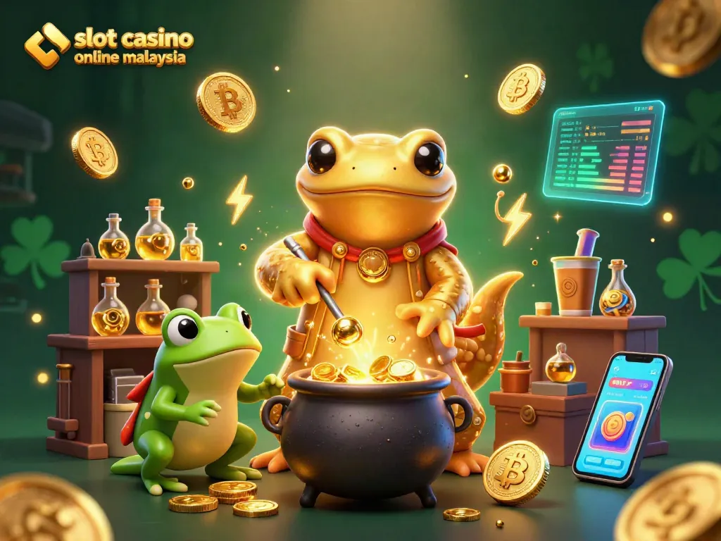 Experience excitement at slot casino online Malaysia with golden alchemists and vibrant gaming elements.