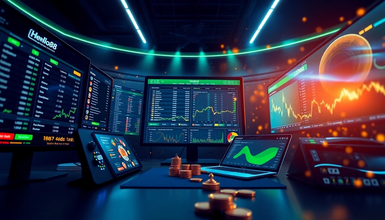 Hello88 showcases an innovative online betting interface with vibrant graphics and a modern touch.