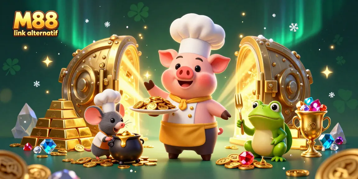 Engage with M88 link alternatif to discover exciting betting opportunities, showcasing gold coins and vibrant gameplay.
