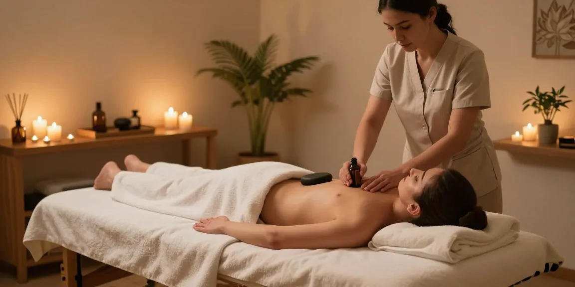 Relaxing Swedish massage therapy scene at makangs.com with soothing ambiance and professional therapist.