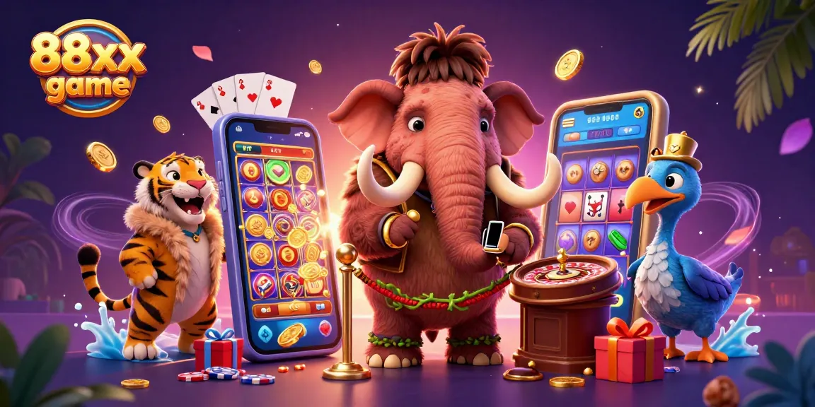 Experience the thrill of the 88xx game with vibrant casino characters and energetic game elements.