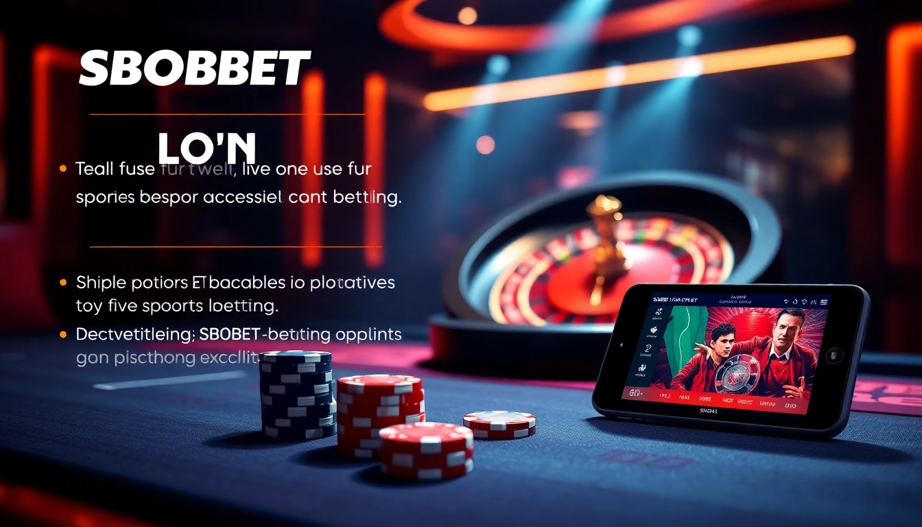 SBOBET login terbaru interface displayed with vibrant betting elements, showcasing thrilling online gambling.