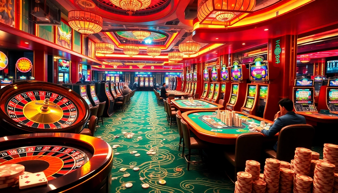 Exciting casino scene showcasing players enjoying Link Mahjong while experiencing high-stakes games.
