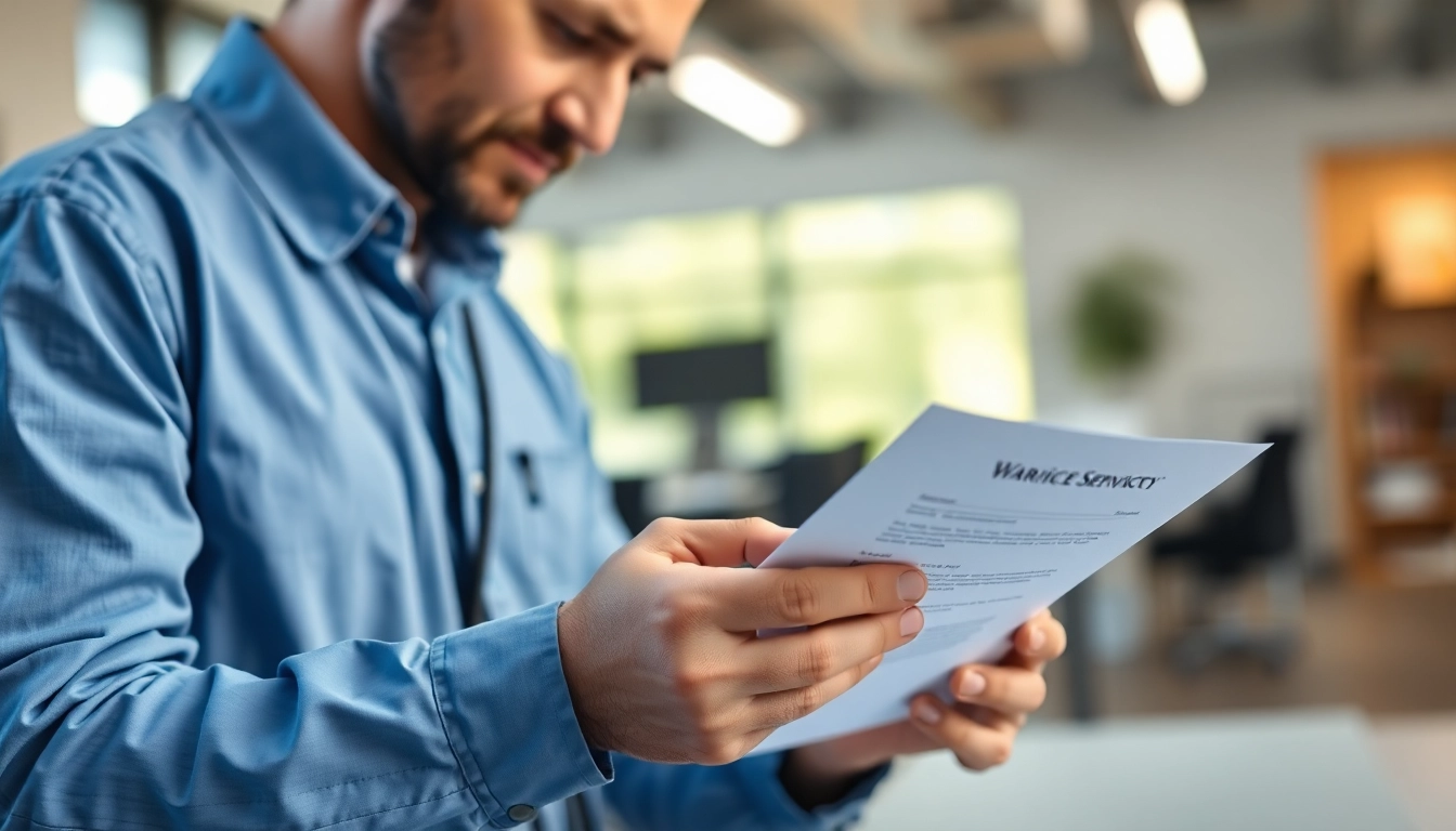 Service technician examining details as an expert led warranty company expert.
