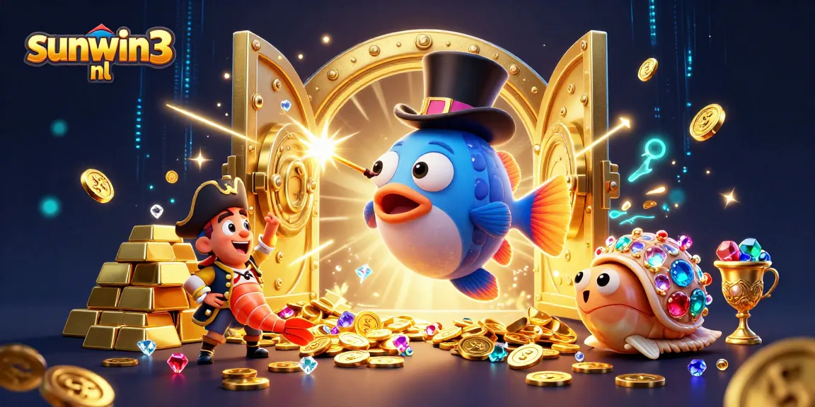 Experience thrilling wins at sunwin3 nl with 3D characters in a dazzling treasure-filled scene.