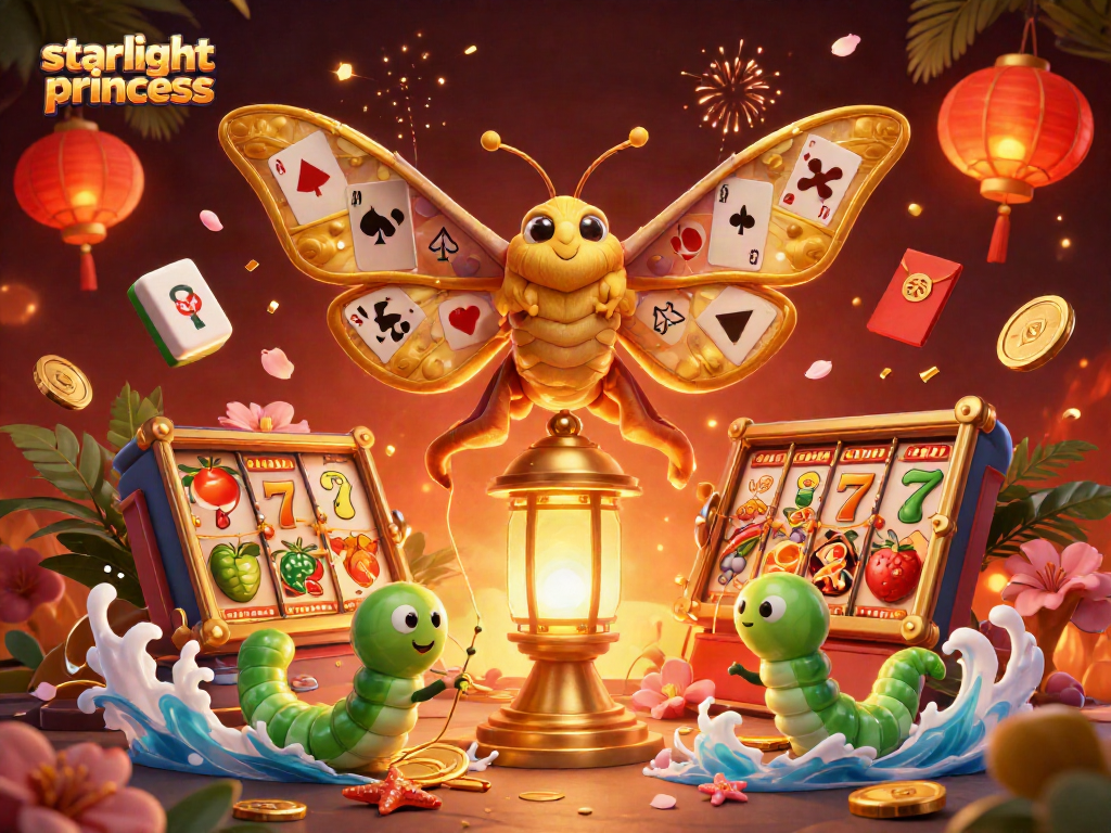 Experience the magic of Starlight Princess slot with captivating 3D visuals of gaming elements and action.