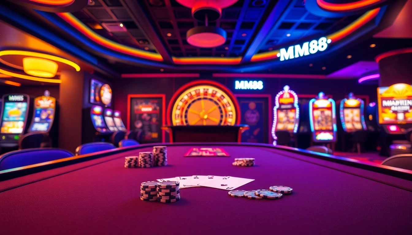 Experience the thrill of MM88 with stunning casino games at a luxurious poker table.
