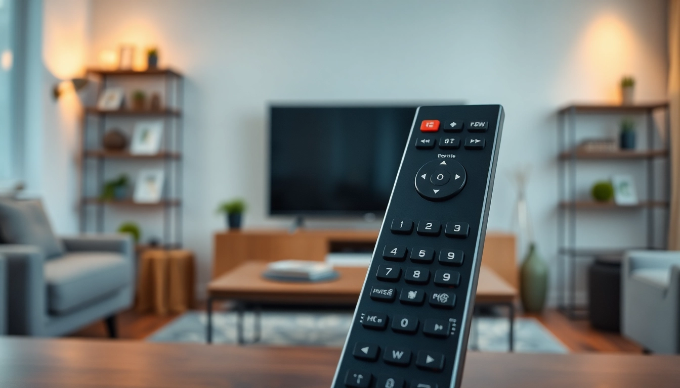 Effiziente LG Fernbedienung 32LD auf einem eleganten Couchtisch im Wohnzimmer.