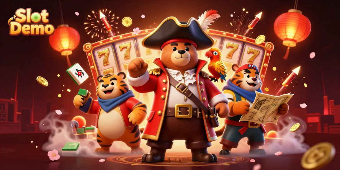 Play Slot Demo with a vibrant 3D pirate scene featuring exciting game elements.