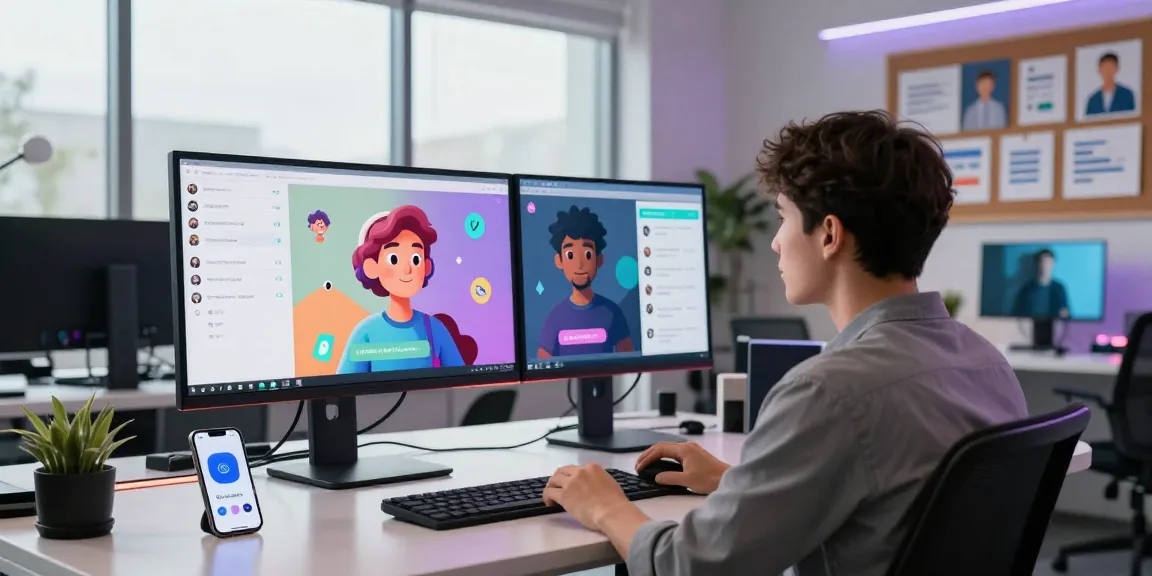 Engaging scene of a user interacting with Crushon AI's virtual character in a modern workspace.