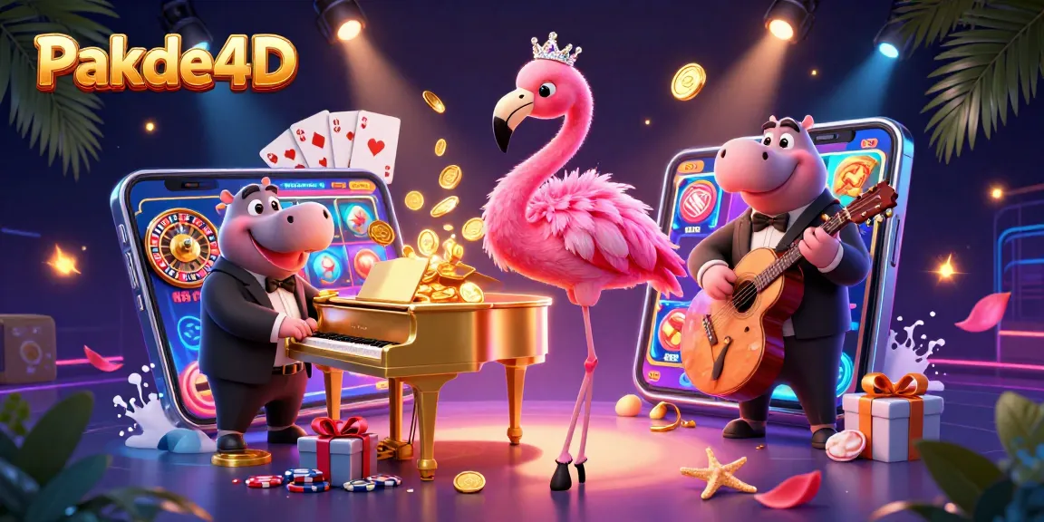 Experience the excitement of Pakde4D with vibrant casino elements and lively characters.