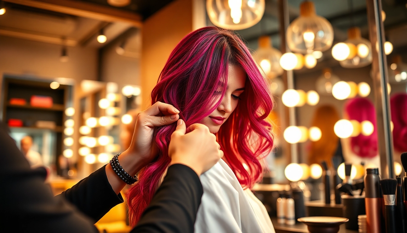 Un hairstylist bucuresti expert oferind un serviciu de coafare personalizat într-un salon elegant.