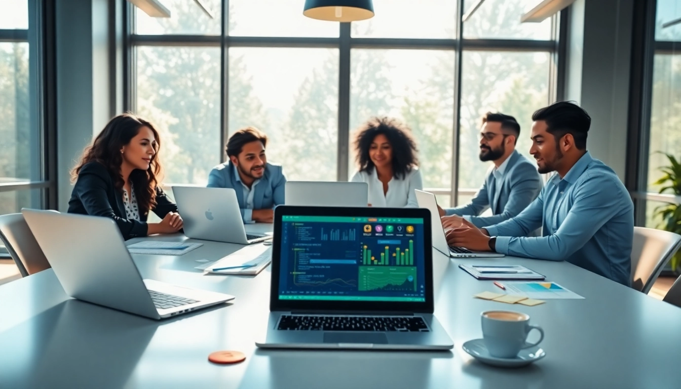 Team collaborating on enterprise assistant software in a bright, modern workspace.