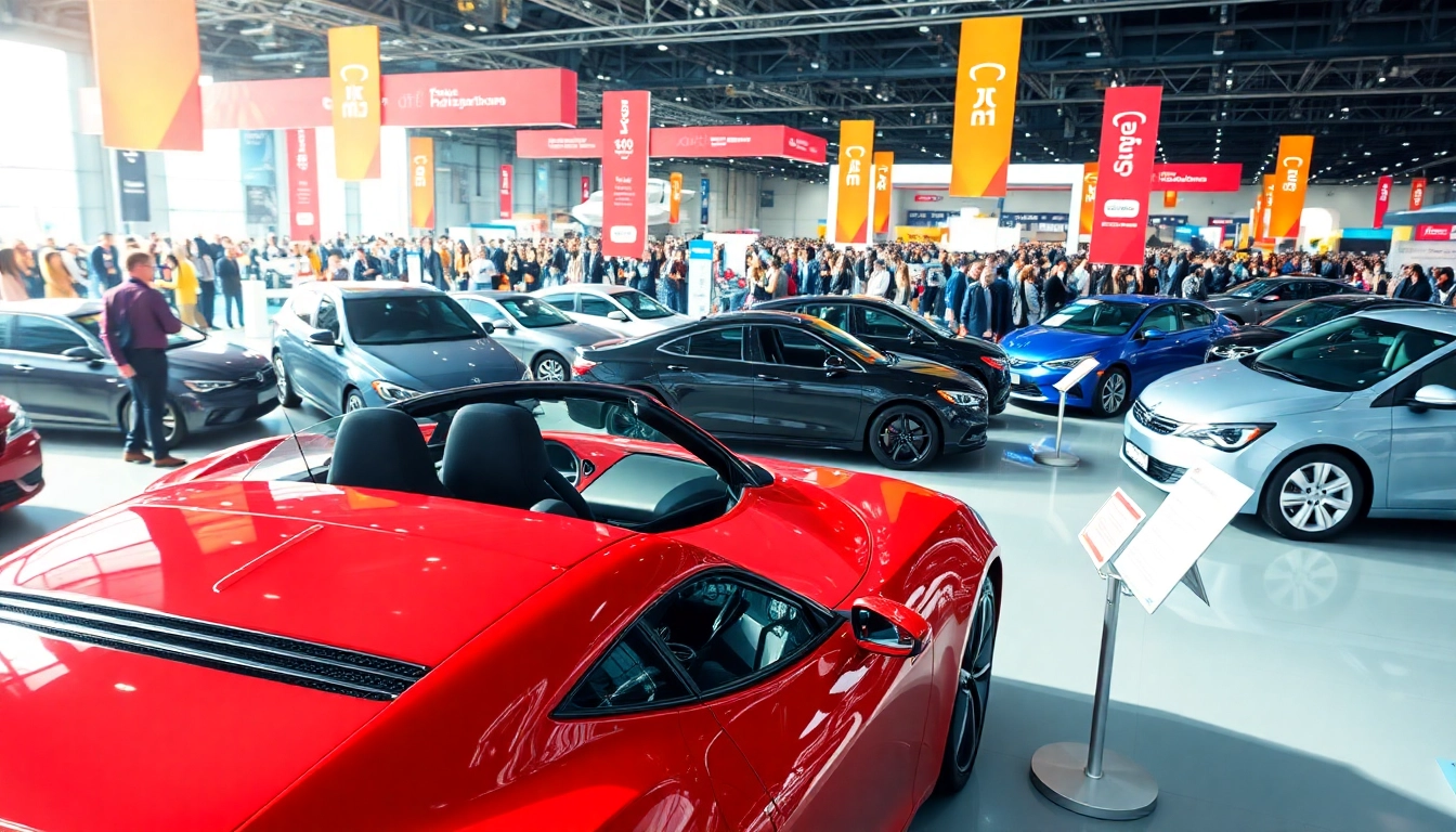 Showcasing the excitement at the Auto Cars Show with modern vehicles and vibrant surroundings.