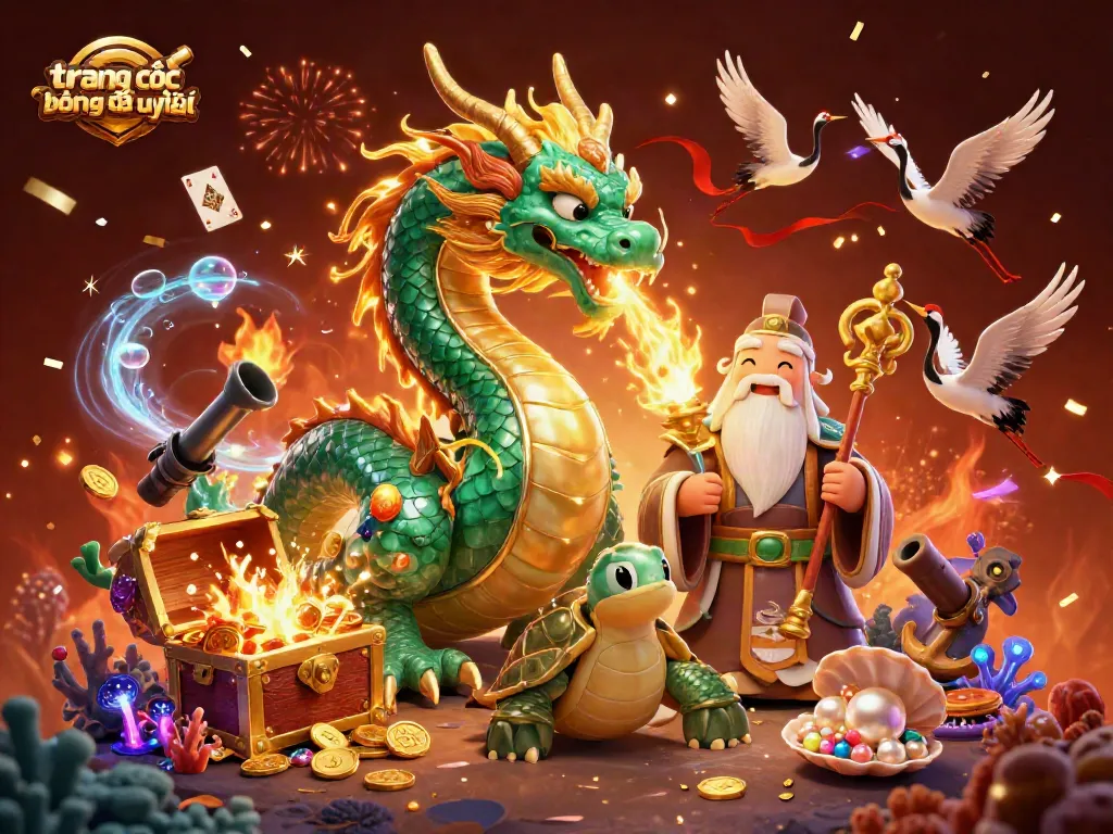 Khám phá trang cá cược bóng đá uy tín với hình ảnh rồng ngọc lục bảo và rùa thông thái