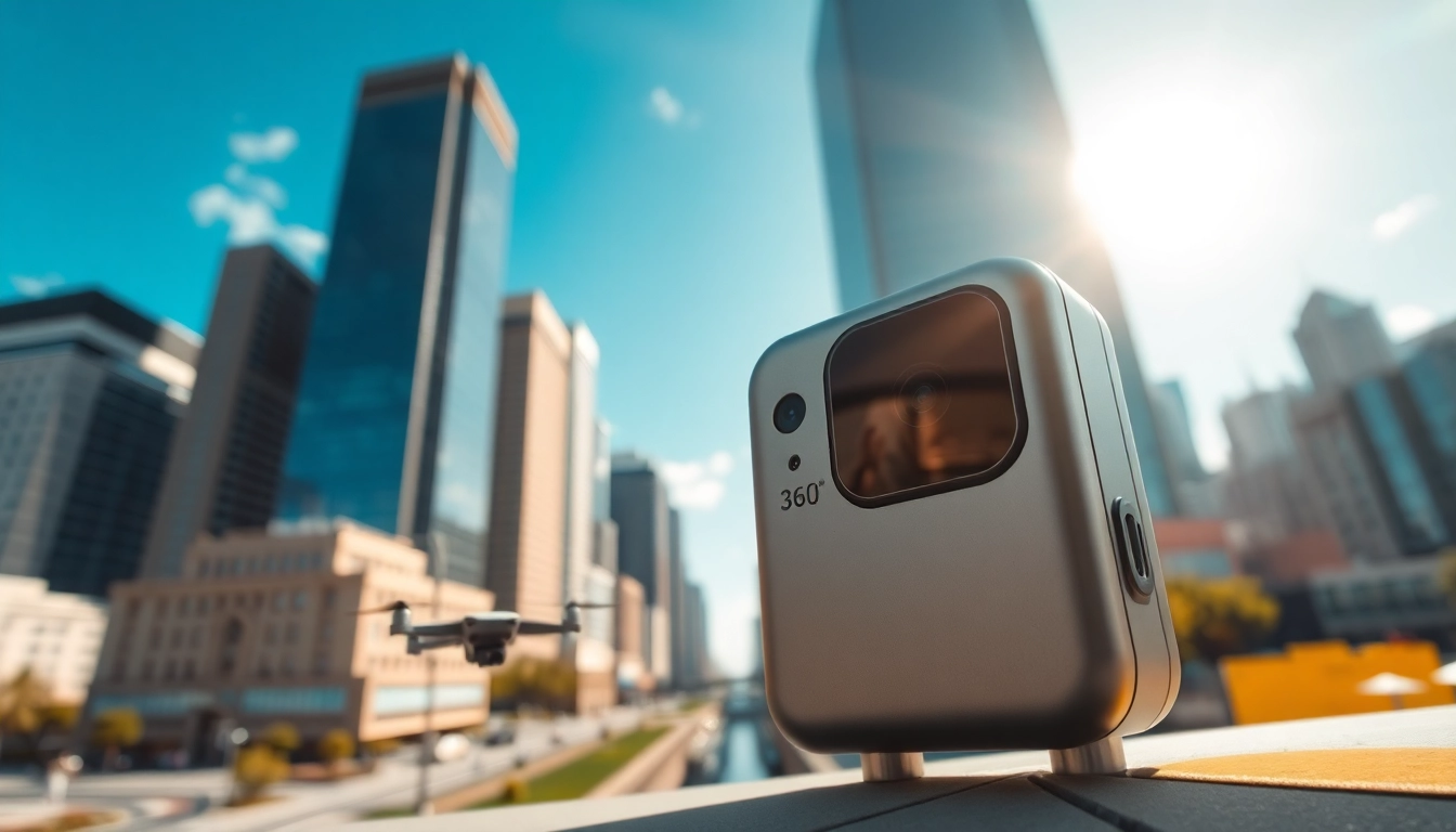 Capture the essence of the insta360 antigravity a1, showcasing its sleek design and urban versatility.
