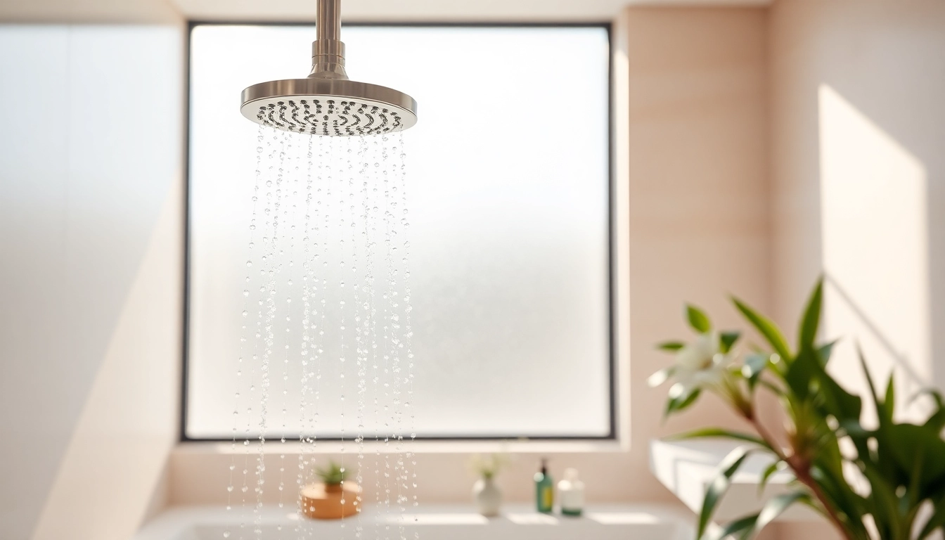 Experience a refreshing sunny shower with a modern setup and bright natural light.