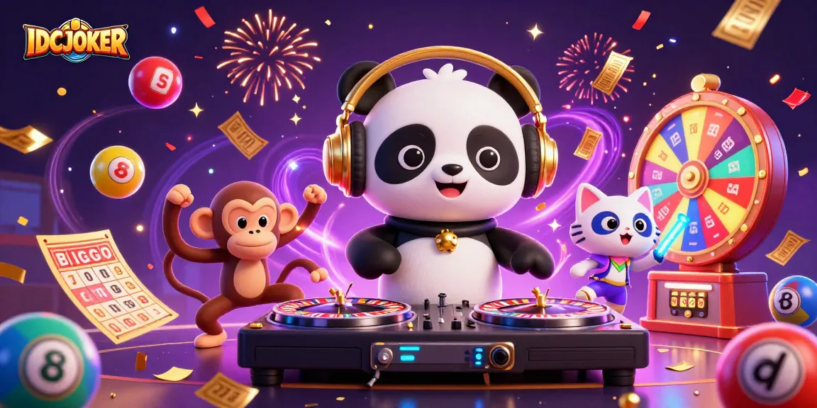 Join the IDCJOKER party as a DJ panda spins and colorful elements celebrate winning moments!