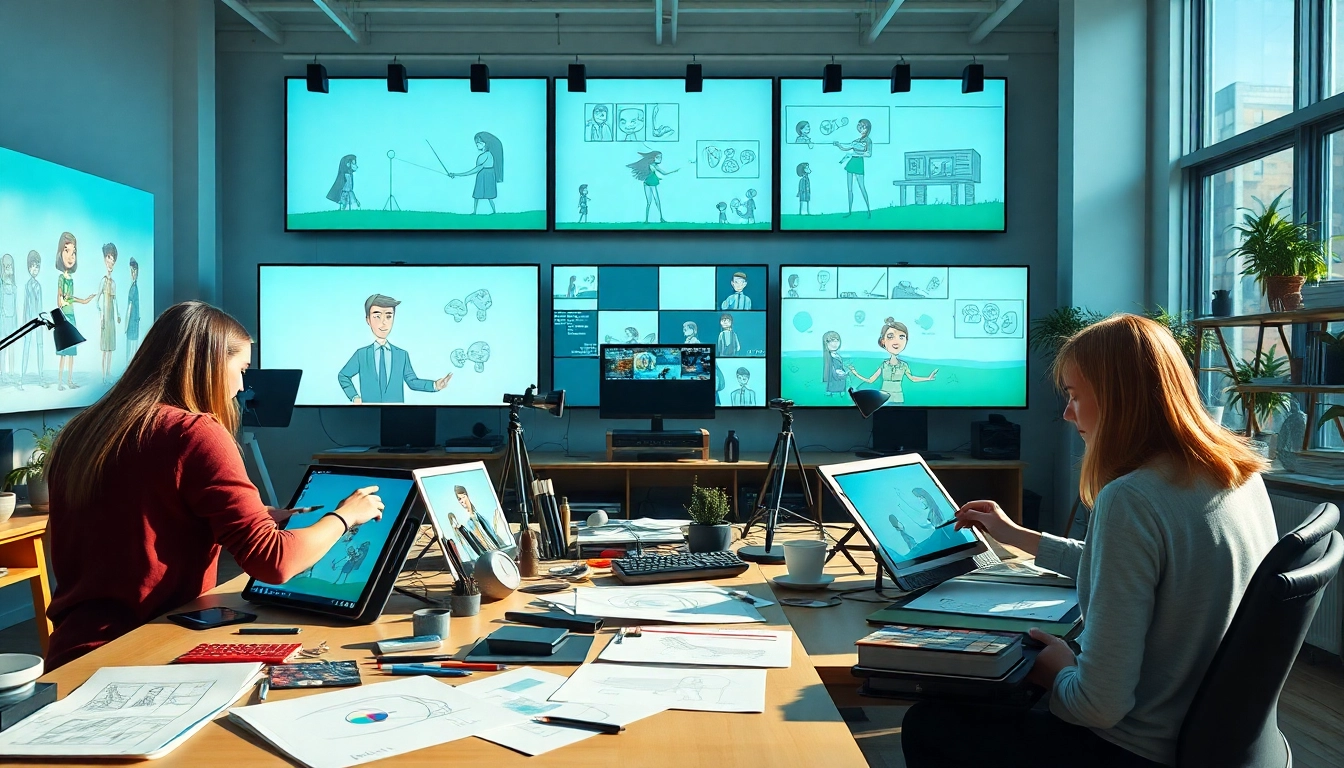Besucher des Animation Studio Berlin, die kreative Animationen und Designs erstellen.