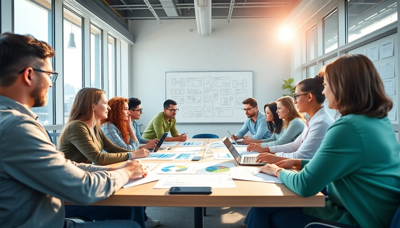 Teamwork in end to end planning strategies illustrated through a dynamic office meeting.