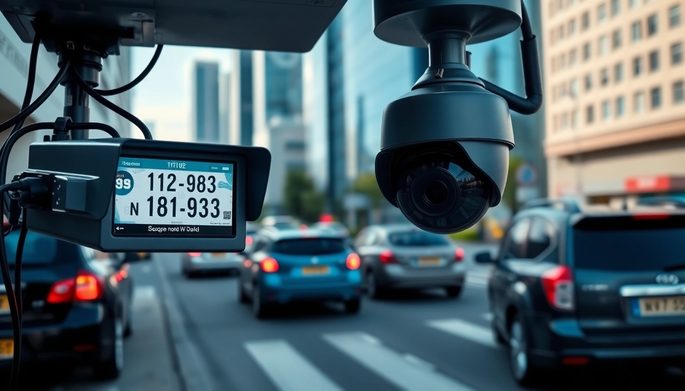 Capture of automatic license plate recognition in action on city streets, showcasing real-time vehicle data.