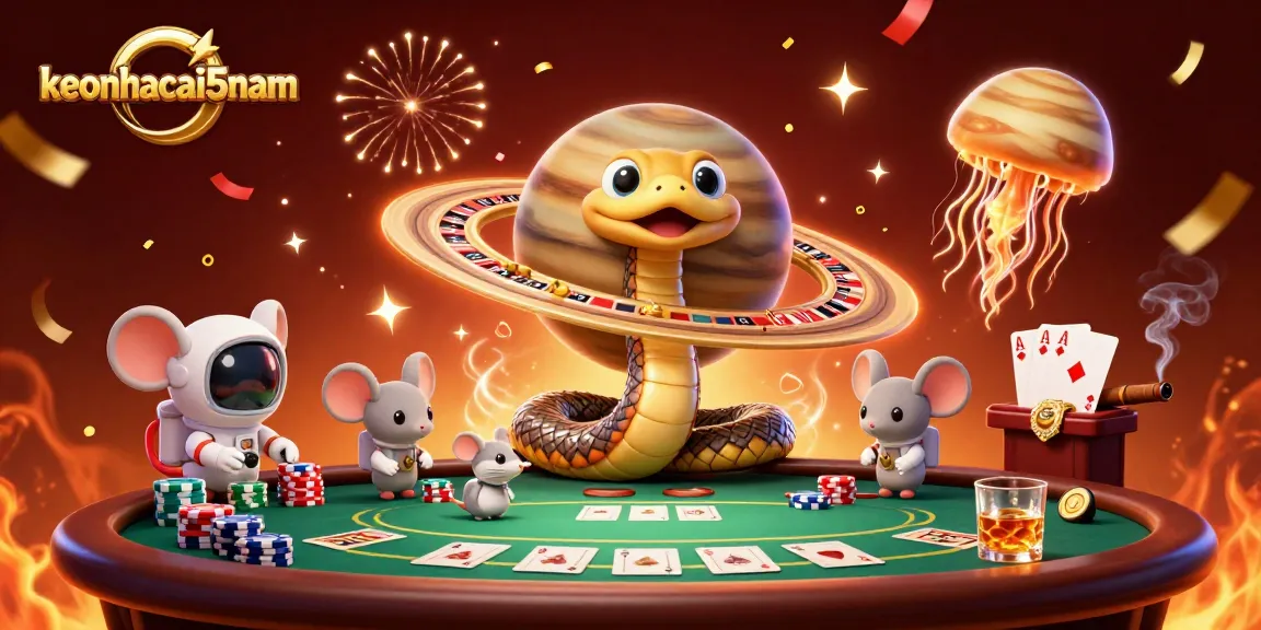 Experience cosmic betting action with keonhacai5nam as mice astronauts place bets on Saturn's rings.