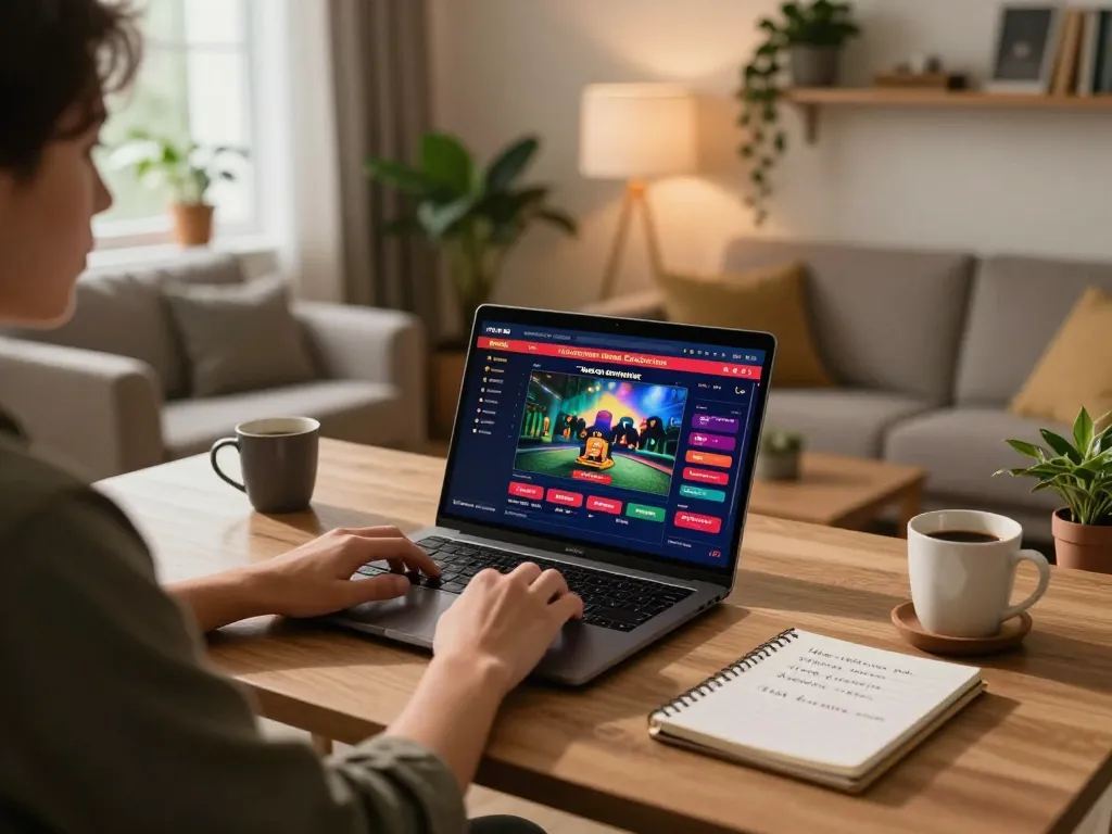 Person enjoying gameplay at migliori casino online esteri through a laptop in a cozy home setting.