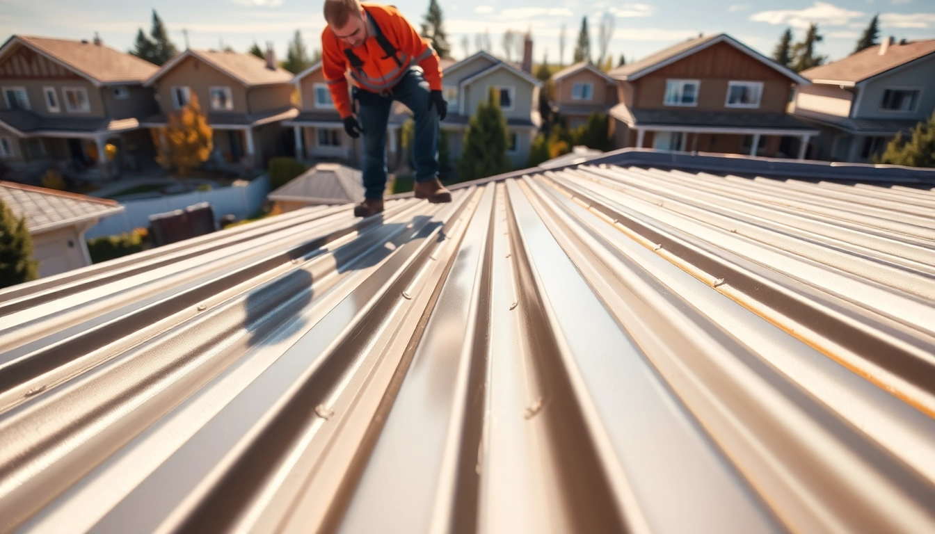 Install high-quality metal roofing Calgary with skilled professionals showcasing durable panels.