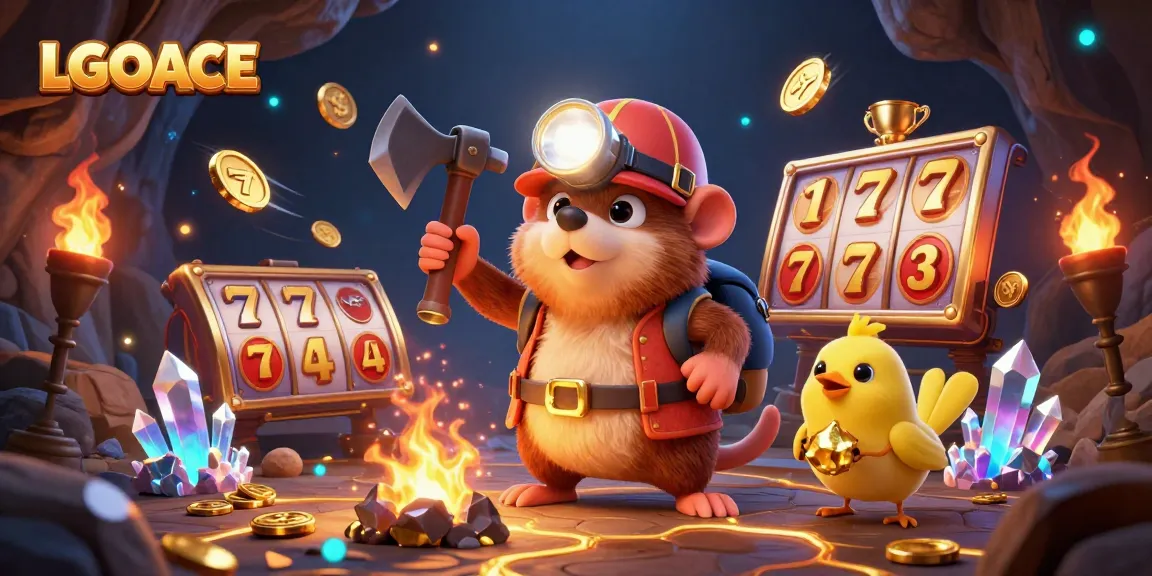 LGOACE enhances slot gaming excitement with engaging 3D cartoon illustrations featuring treasure hunters and gold.