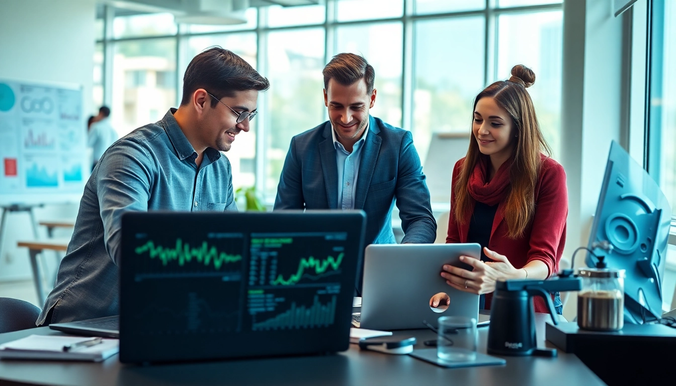 Managed IT services near me showcased by IT professionals collaborating in a bright office.