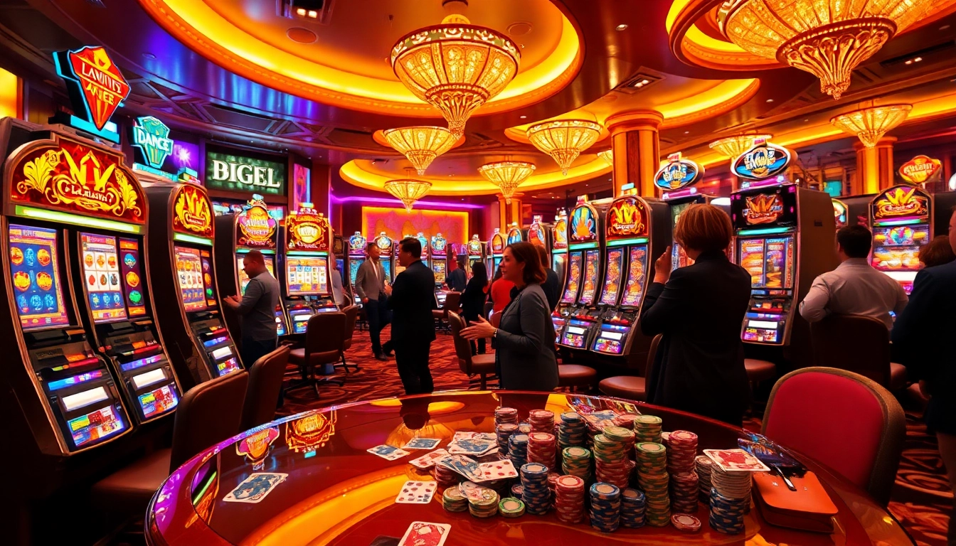 Pemain menikmati permainan slot togel yang mendebarkan dalam suasana kasino mewah.