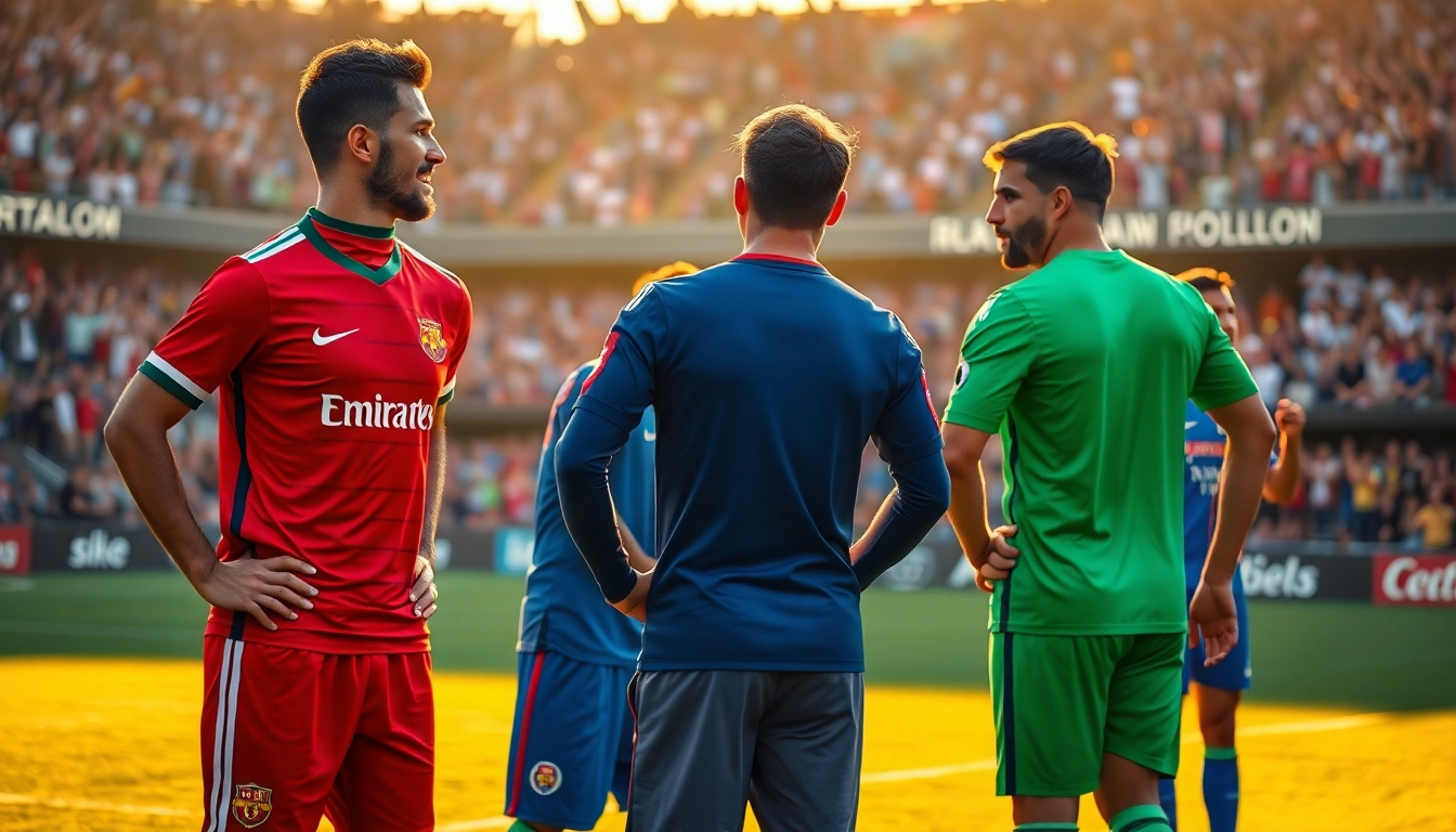 Showcasing various team football kits worn by professional players during an exciting match.