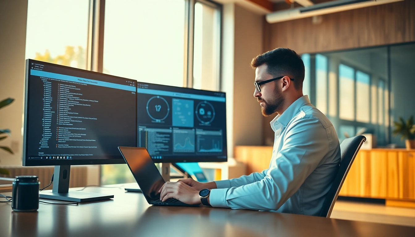 Implementing PowerShell automation for IT compliance in a professional office with modern technologies.