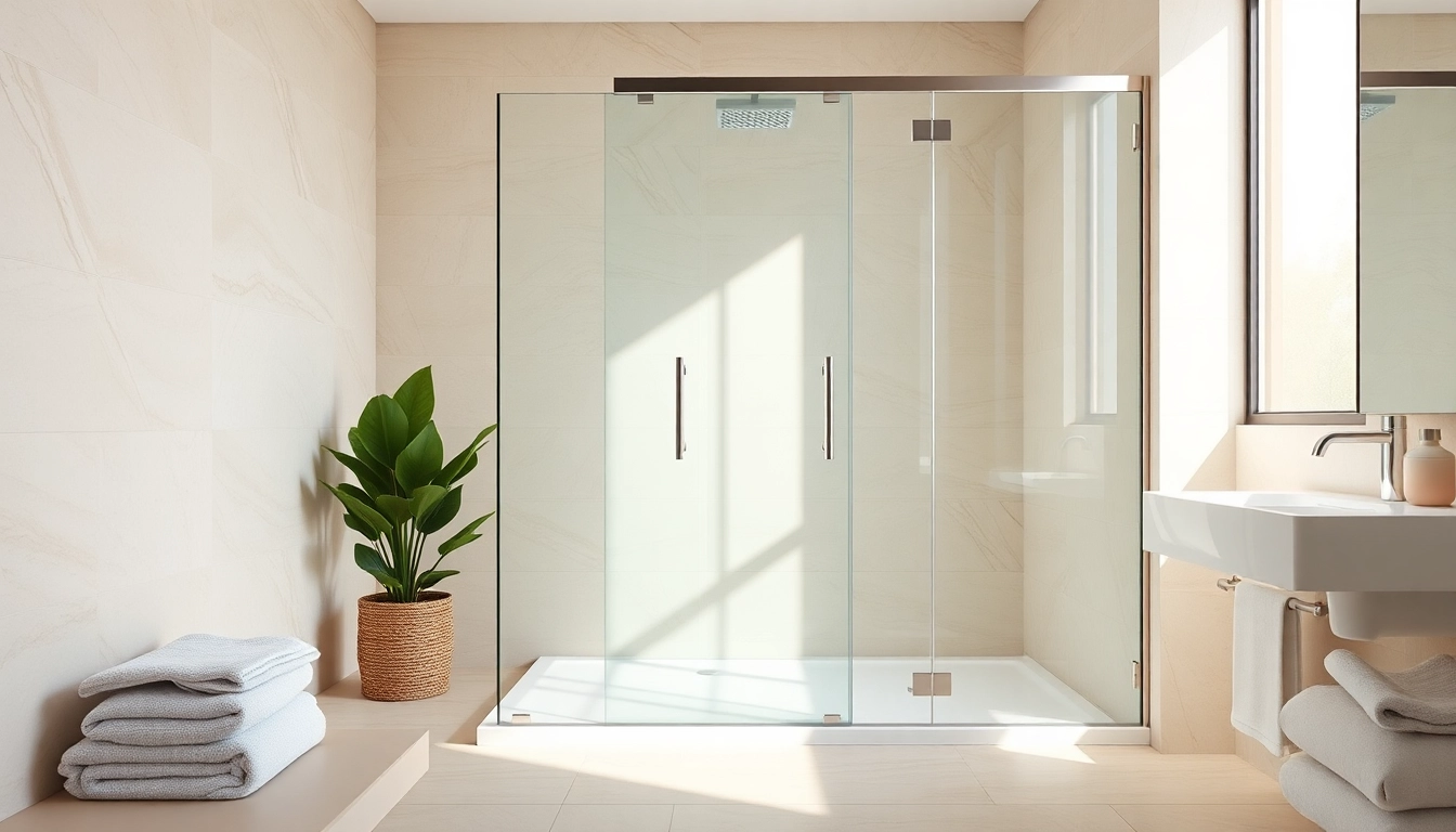 Admire la paroi de douche en verre élégante avec des finitions chromées dans une salle de bain moderne.