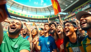 스포츠중계에서 다양한 팬들이 팀을 응원하는 모습