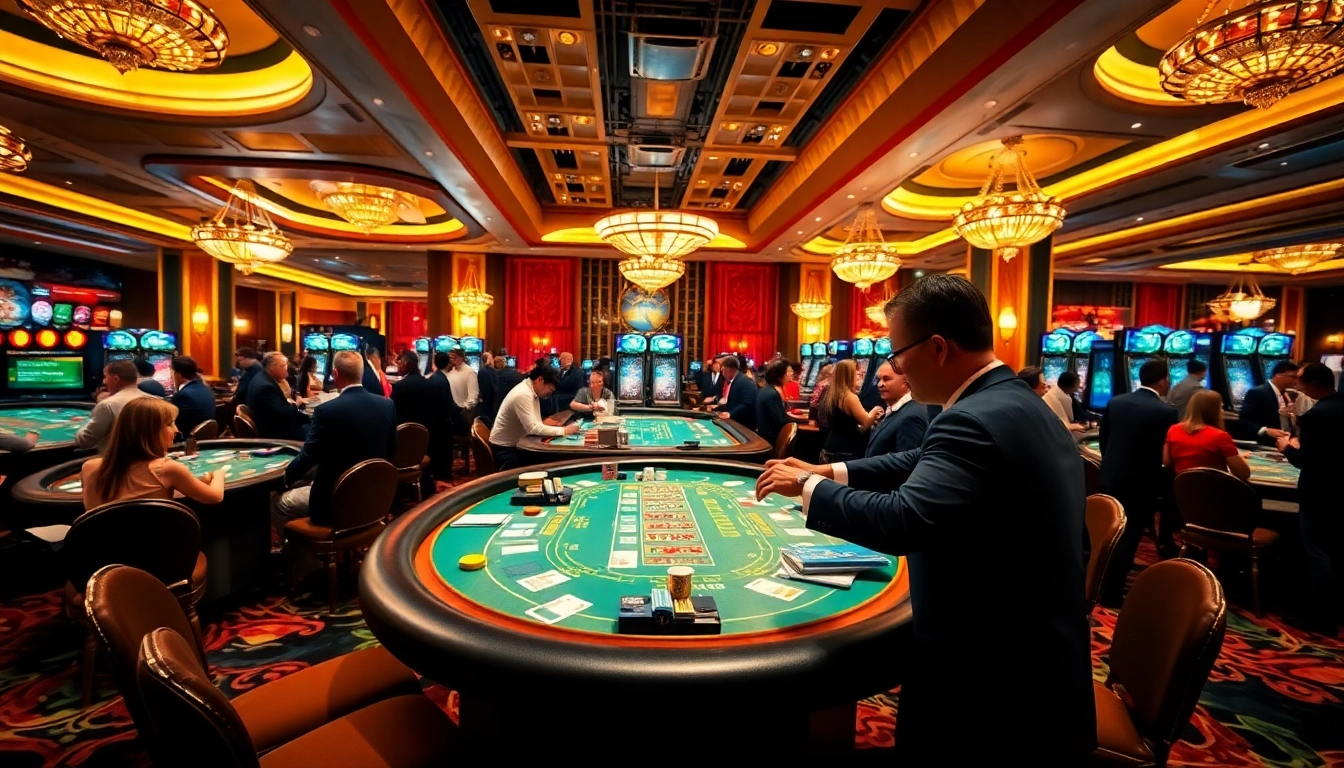 Bandar toto terpercaya dengan suasana kasino yang elegan dan pemain yang excited.