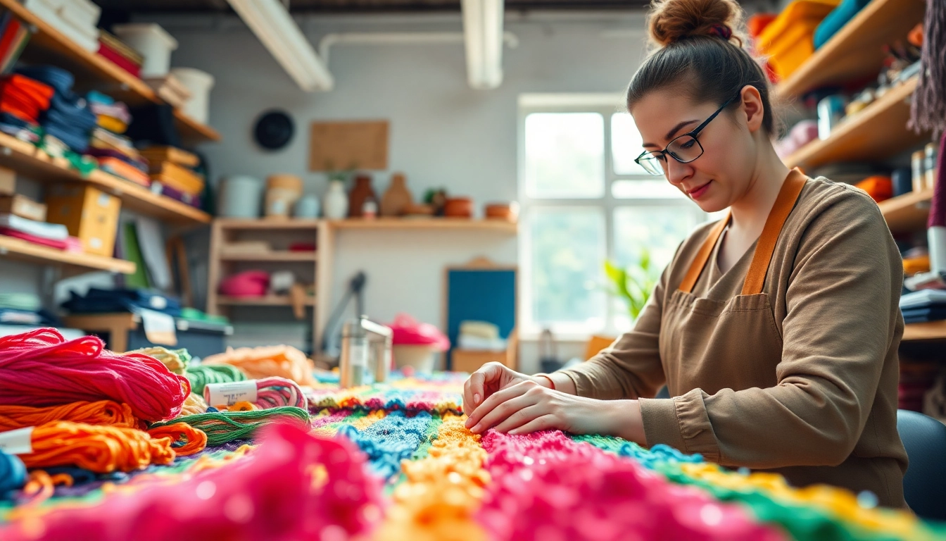 Wafel katoen creatief vervaardigen met kleurrijke materialen en een levendige sfeer.