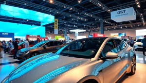 Attendees experiencing the vibrant atmosphere at the Auto Cars Show with modern vehicles on display.