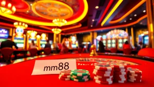 Experience the thrill of mm88 at a bustling casino with vibrant roulette and poker action.