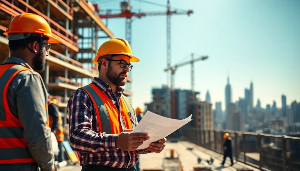 Showcase of a Manhattan Commercial General Contractor engaged with workers at a construction site.